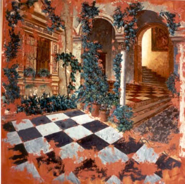 Peinture intitulée "Palacete andaluz" par Juan José Molina Gallardo, Œuvre d'art originale, Huile