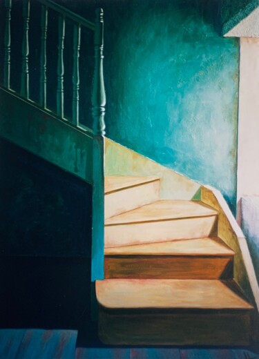 Pintura titulada "Escalera verde" por Juan José Molina Gallardo, Obra de arte original, Oleo