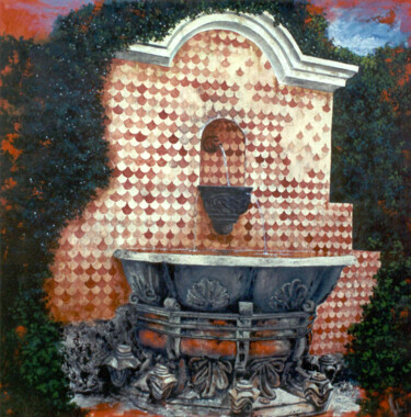 Painting titled "Fuente monacal" by Juan José Molina Gallardo, Original Artwork, Oil