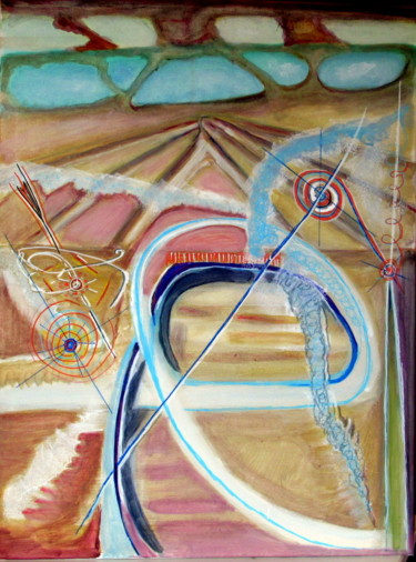 Pintura titulada "PAYSAGE AVEC CERCLE" por Juan Luis Gandulfo, Obra de arte original, Acrílico Montado en Bastidor de camill…