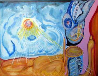 Painting titled "SUN" by Juan Luis Gandulfo, Original Artwork, Acrylic Mounted on Wood Stretcher frame