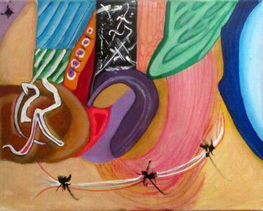 Painting titled "La ronde de danseurs" by Juan Luis Gandulfo, Original Artwork, Acrylic Mounted on Wood Stretcher frame