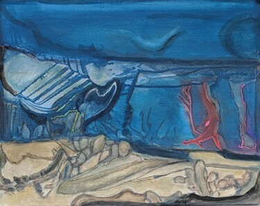 Картина под названием "PLAYA Y MAR" - Juan Luis Gandulfo, Подлинное произведение искусства, Акрил Установлен на Деревянная р…