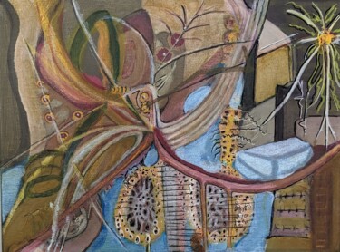 Painting titled "ABEJA" by Juan Luis Gandulfo, Original Artwork, Acrylic Mounted on Wood Stretcher frame
