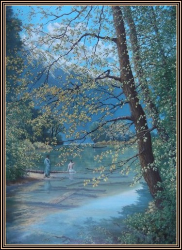 Pittura intitolato "Lac. Villarrica  CH…" da Juan Pablo Versluys Rojas, Opera d'arte originale, Olio
