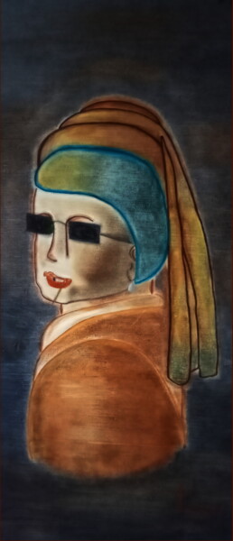 Painting titled "OUI A L'AVORTEMENT" by Juan Saenz, Original Artwork, Charcoal Mounted on Wood Panel