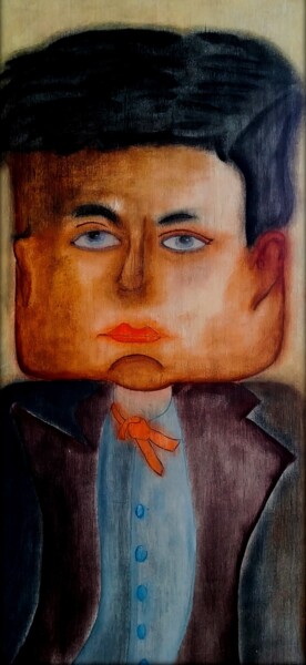 Painting titled "UN SALAUD QUELCONQUE" by Juan Saenz, Original Artwork, Charcoal Mounted on Wood Panel