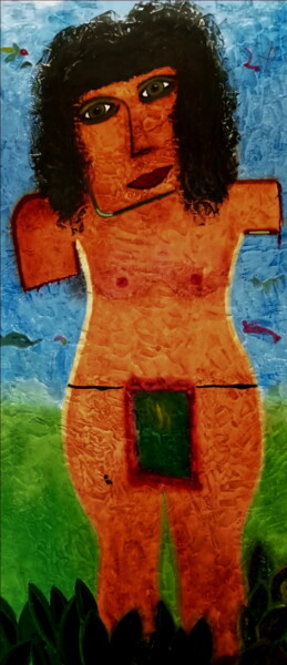 Pintura titulada "VENUS EN AMAZONIE" por Juan Saenz, Obra de arte original, Oleo Montado en Panel de madera