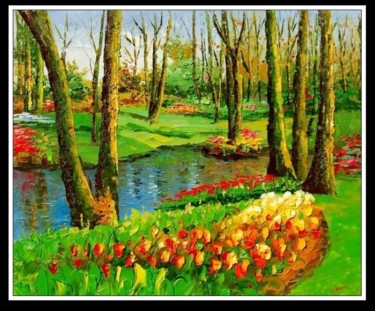 绘画 标题为“Tulipes au parc - H…” 由Juana Garcia, 原创艺术品