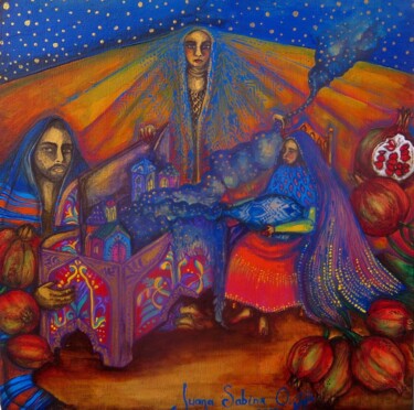 Peinture intitulée "Dans la nuit" par Juana Sabina Ortega, Œuvre d'art originale