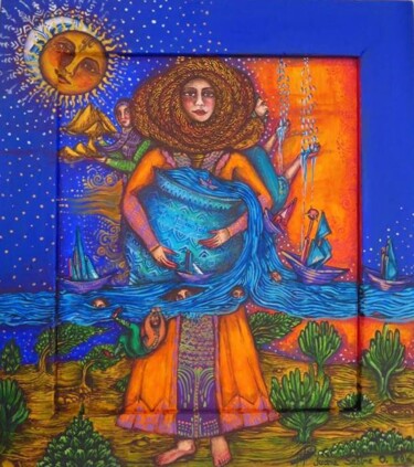 Painting titled "La chute de la mer" by Juana Sabina Ortega, Original Artwork