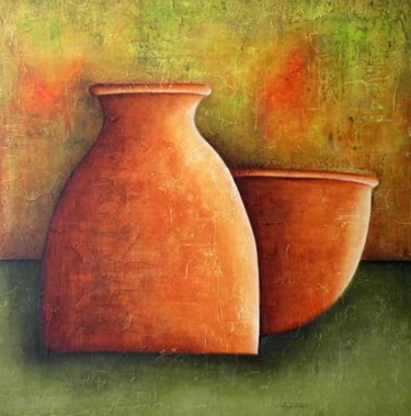 Pintura titulada "Vasijas de Barro" por Juan Carlos Bonilla, Obra de arte original