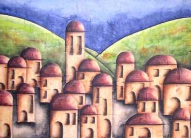 Pintura titulada "Pueblito 1" por Juan Carlos Bonilla, Obra de arte original