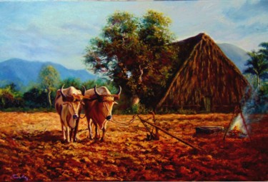 Painting titled "A la espera o amane…" by Juan Manuel Velázquez Fernández (JuanMa), Original Artwork, Oil