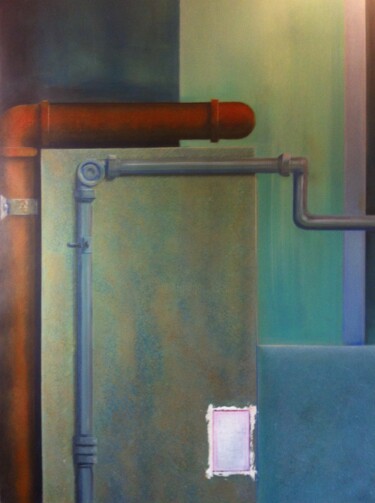 Malerei mit dem Titel "Rusted pipes and pl…" von Juan Manuel Alvarez-Ossa, Original-Kunstwerk, Acryl