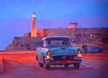 Painting titled "Malecón de la Habana" by Juanma, Original Artwork, Oil