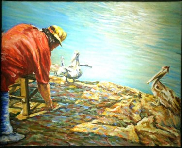 Painting titled "Pescador y los Buch…" by Juan Morillo, Original Artwork