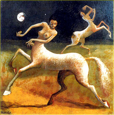 Peinture intitulée "La danse du Sagitta…" par Mousquetaire De L'Art, Œuvre d'art originale