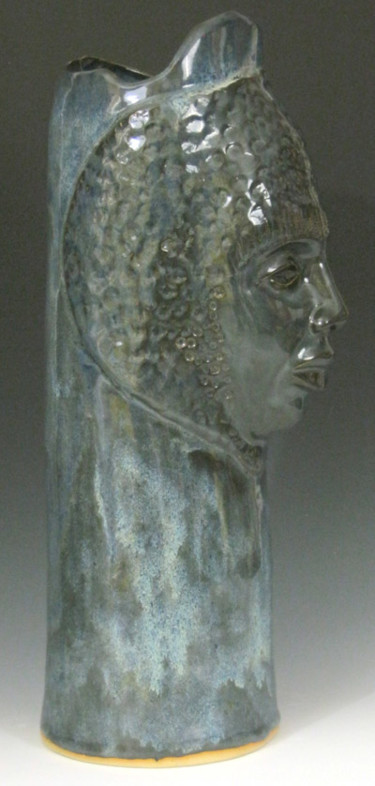 Sculpture titled "Blue Guardian 2" by Juarez Hawkins, Original Artwork, Ceramics