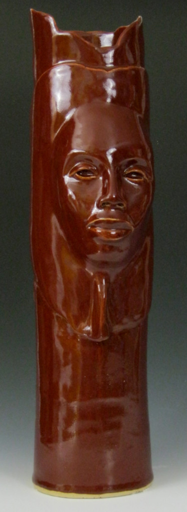 Sculpture titled "Red Guardian 2" by Juarez Hawkins, Original Artwork, Ceramics