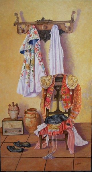 Pittura intitolato "vestuario-de-torero…" da Eduardo Juárez, Opera d'arte originale, Olio
