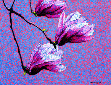 Pintura titulada "magnolia liliflora…" por Juchul Kim, Obra de arte original, Oleo