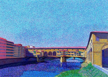 Peinture intitulée "ponte vecchio firen…" par Juchul Kim, Œuvre d'art originale, Huile