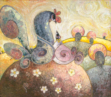 Pintura intitulada "Lover’s garden" por Jude Kasagga, Obras de arte originais, Acrílico