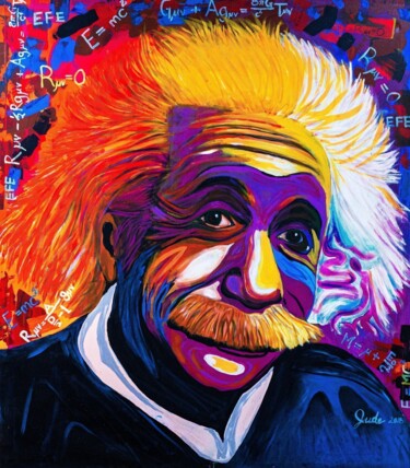 Painting titled "Albert Einstein" by Jude Olotu, Original Artwork, Acrylic