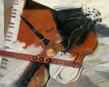 Painting titled "MOZART'S TRIO" by Jude Lobe, Original Artwork, Oil