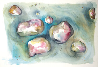 Painting titled "SIIRTYMISIÄ – Aquar…" by Judit Fortelny, Original Artwork, Watercolor