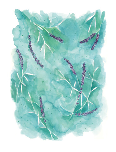 "Aquarell Lavendel" başlıklı Tablo Judit Fortelny tarafından, Orijinal sanat, Suluboya