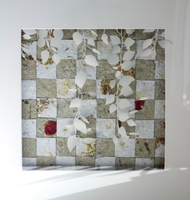 Colagens intitulada "Blätterballade" por Judit Fortelny, Obras de arte originais, Colagens Montado em Cartão