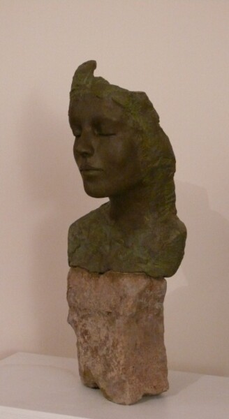 Sculpture intitulée "visage sur pierre1" par Judith Franken, Œuvre d'art originale
