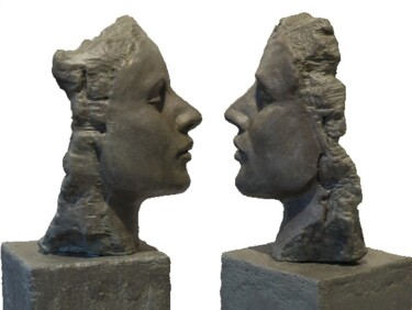 Scultura intitolato "Face à Face" da Judith Franken, Opera d'arte originale, Terracotta