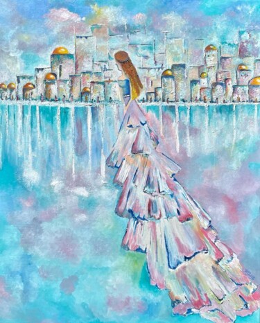 Картина под названием "Mon rêve" - Judith Hassan, Подлинное произведение искусства, Масло Установлен на Деревянная рама для…