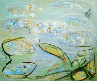 Painting titled "Wassertropfensympho…" by Judith Riemer, Original Artwork, Acrylic Mounted on Wood Stretcher frame
