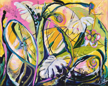 Картина под названием "Microcosmos - Subur…" - Judith Riemer, Подлинное произведение искусства, Акрил Установлен на Деревянн…