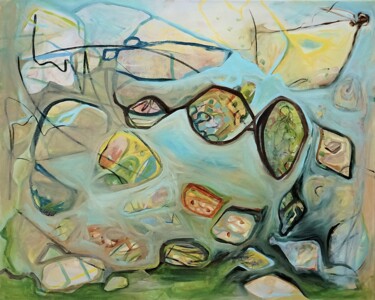 Malerei mit dem Titel "Strandgut-Schätze" von Judith Riemer, Original-Kunstwerk, Öl Auf Keilrahmen aus Holz montiert