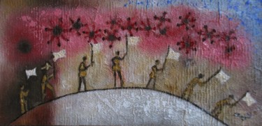 Картина под названием "The same flag" - Judith Ruiz, Подлинное произведение искусства, Масло