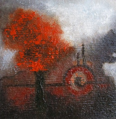 Malerei mit dem Titel "Framboyan tree" von Judith Ruiz, Original-Kunstwerk, Öl