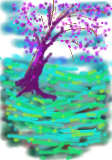 Digital Arts με τίτλο "Summertree" από Judith Simonis, Αυθεντικά έργα τέχνης, Ψηφιακή ζωγραφική
