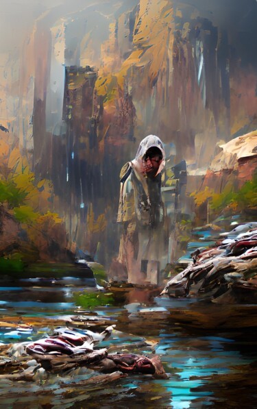 Digital Arts titled "At The River" by Judith Simonis, Original Artwork, Digital Painting