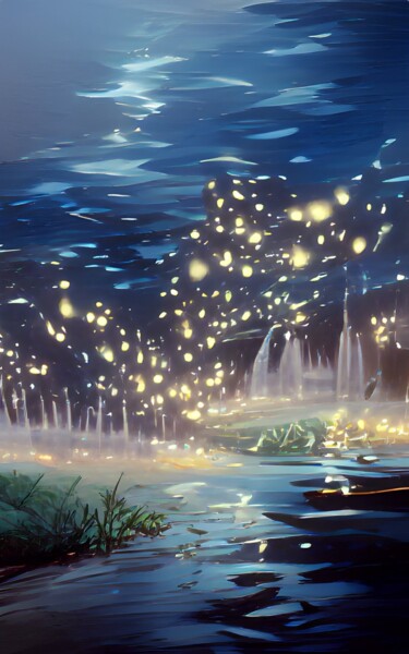 Arte digital titulada "Stars and Waterfalls" por Judith Simonis, Obra de arte original, Pintura Digital