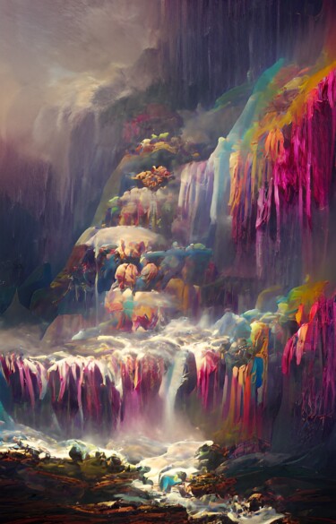 Grafika cyfrowa / sztuka generowana cyfrowo zatytułowany „RainbowWaterfalls” autorstwa Judith Simonis, Oryginalna praca, Mal…