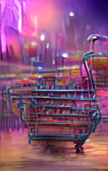 Digitale Kunst mit dem Titel "Einkaufswagen" von Judith Simonis, Original-Kunstwerk, Digitale Malerei