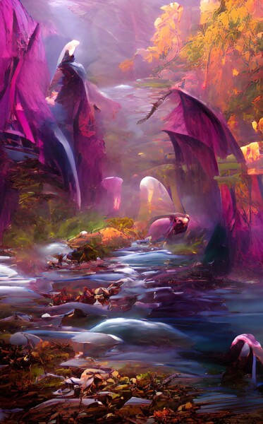 Digital Arts titled "Mystic Rivers" by Judith Simonis, Original Artwork, Digital Painting