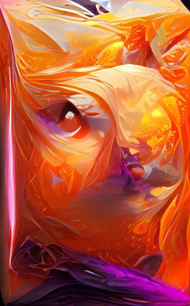 Arte digital titulada "Lost Face In Orange" por Judith Simonis, Obra de arte original, Pintura Digital