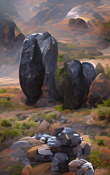Digital Arts titled "Rocks 1" by Judith Simonis, Original Artwork, Digital Painting