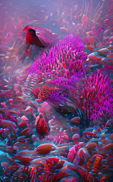 Digitale Kunst mit dem Titel "Korallenfeld" von Judith Simonis, Original-Kunstwerk, Digitale Malerei